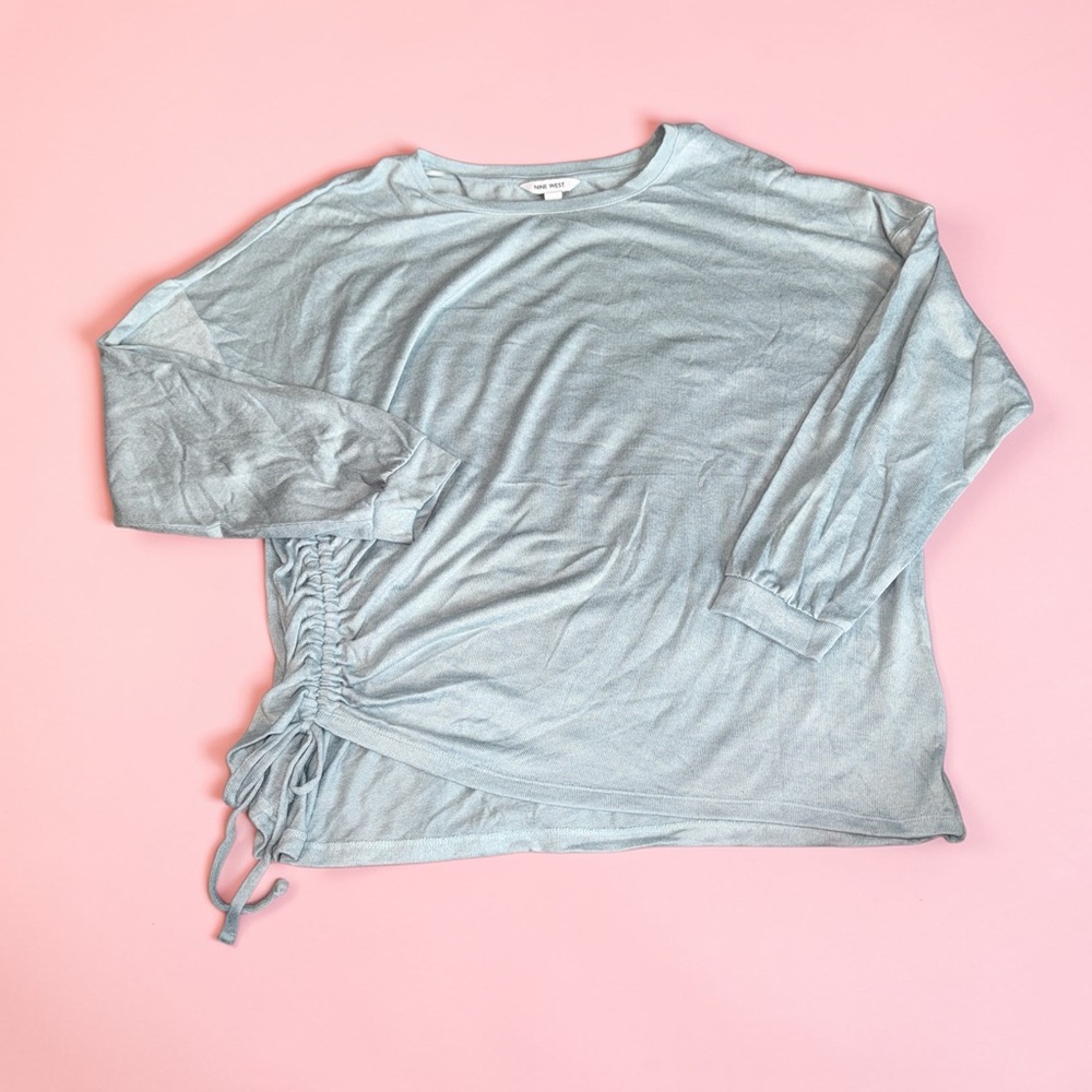 Women's Light Blue Ruched Top Nine West (XXL)